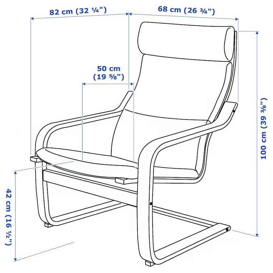 IKEA POÄNG Armchair, Black-Brown, Hillared Beige