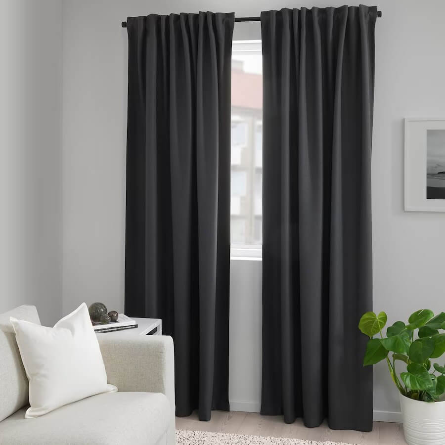 ANNAKAJSA Room Darkening Curtains, 1 Pair, Grey 145X250 cm