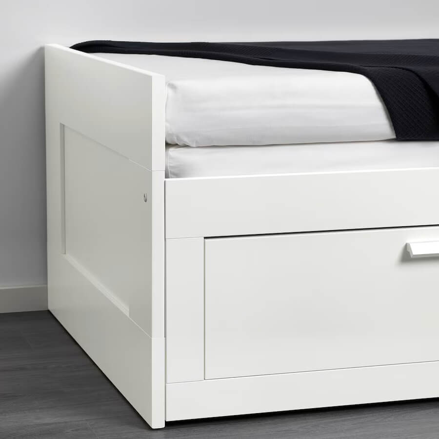 BRIMNES Day-Bed Frame with 2 Drawers, White (No Mattress)