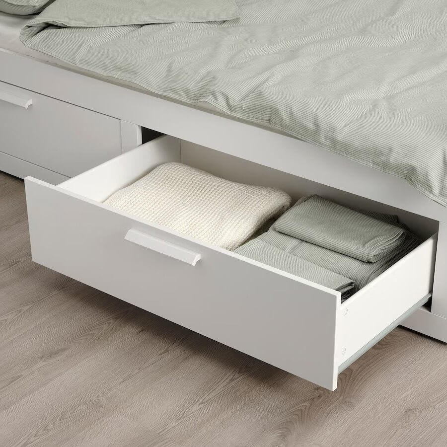 BRIMNES day-bed w 2 drawers-2 mattresses white-Asvang firm 80x200 cm