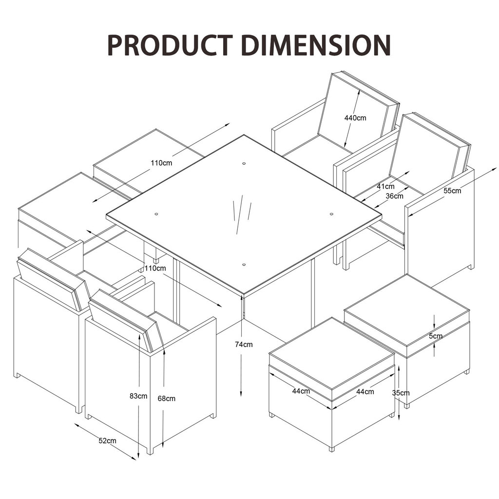 GILES Outdoor Dining Set Grey