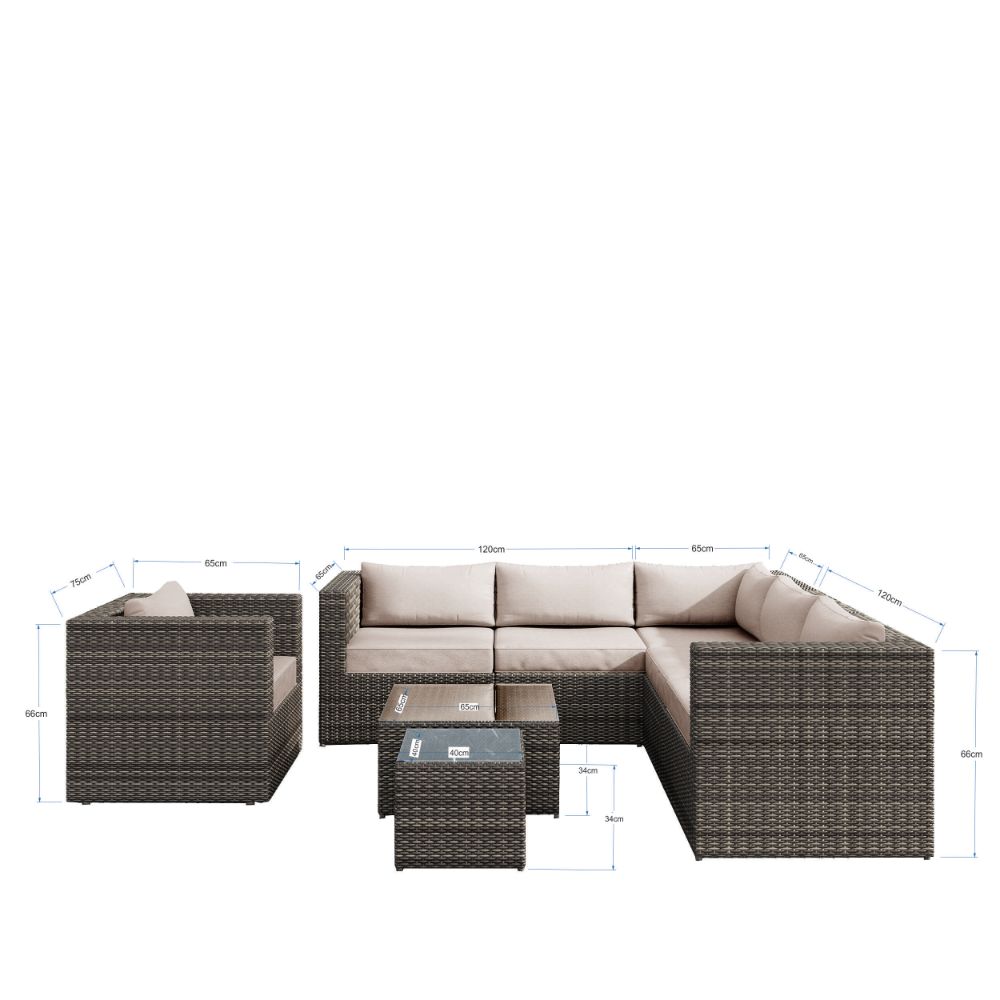 HOUSTON OUTDOOR SOFA SET,mix grey