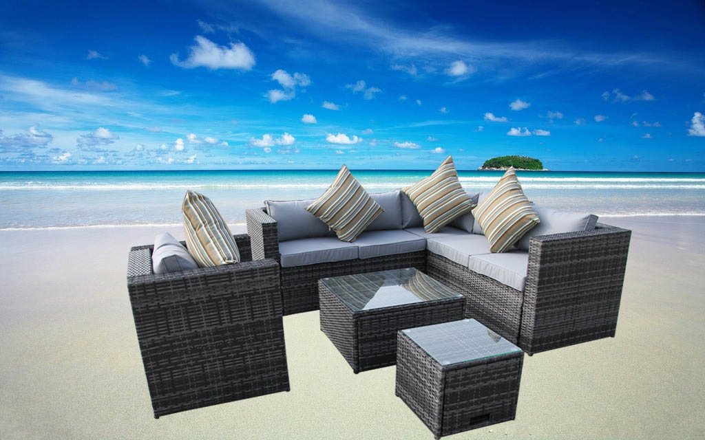 HOUSTON OUTDOOR SOFA SET,mix grey