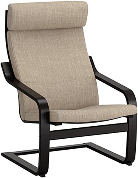 POANG Armchair, Black-Brown, Hillared Beige