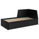 Flekke Day-Bed Frame with 2 Drawers, Black-Brown