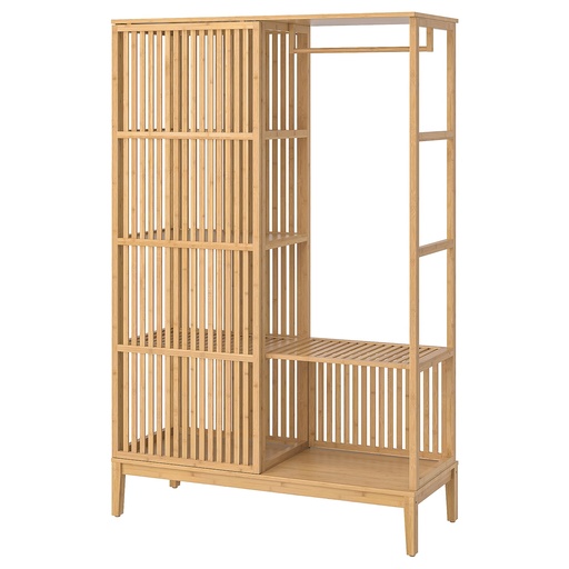 NORDKISA open wardrobe with sliding door, bamboo, 120x186 cm