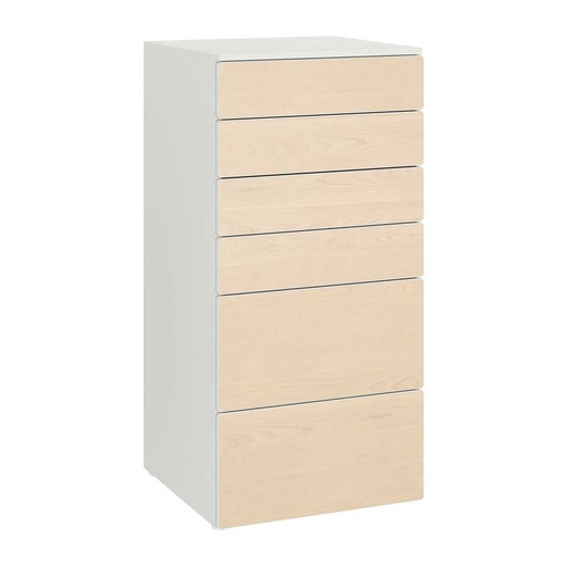 SMÅSTAD - PLATSA Chest of 6 Drawers White, Birch 60X55X123 cm