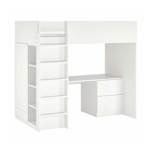 SMASTAD Loft Bed White White, with Desk with 3 Drawers 90X200 cm