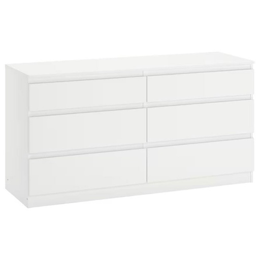 KULLEN Chest of 6 Drawers White 140X72 cm