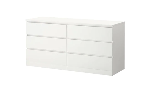 MALM Chest of 6 Drawers, White 160X78, Lowboy