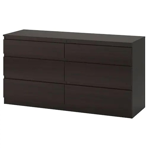 KULLEN Chest of 6 Drawers,black-brown, 140x72 cm