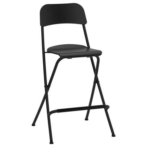 FRANKLIN Bar Stool with Backrest, Foldable, Black, Black